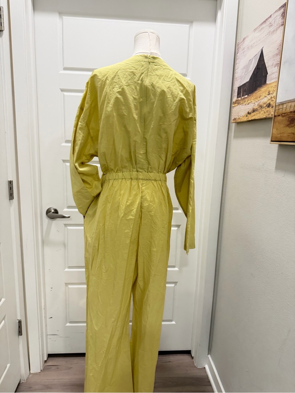Zara Women's Pistachio Green Wide-Leg Jumpsuit with Drawstring Waist NWT - Picture 7 of 10